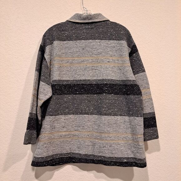 Mormaii Wetsuits vintage full zip shirt jacket shacket coat gray stripe unisex L - Picture 7 of 10